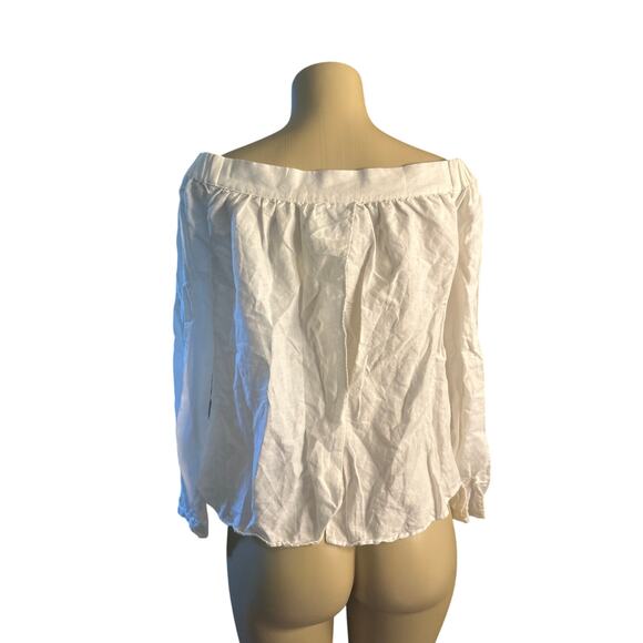 Women S L'Academie Los Angeles White Off-Shoulder Blouse Shirt Top - Picture 4 of 7